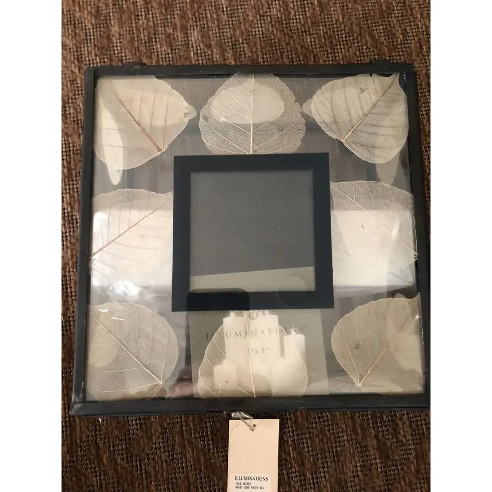 Illuminations Beveled Glass Ghost Leaf Trinket/Jewelry Storage Box 8